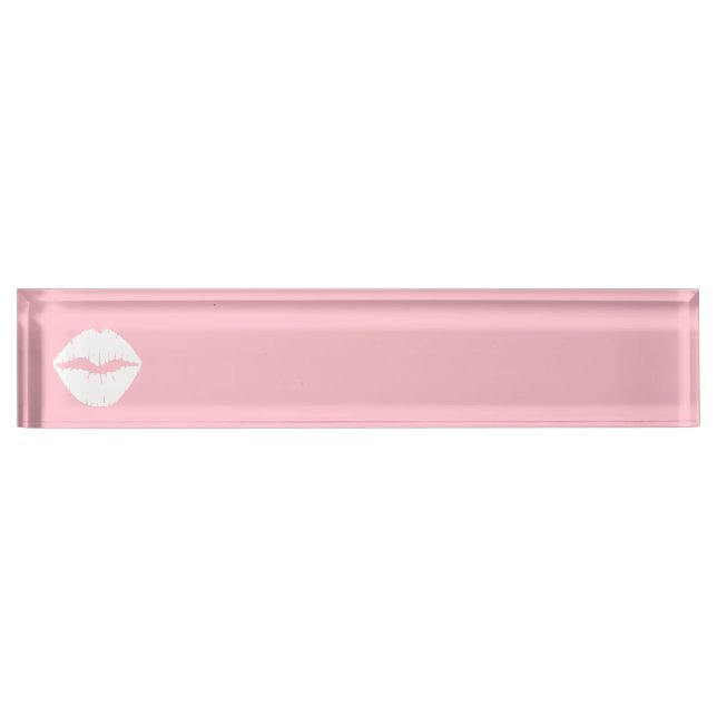 Porte-nom Pour Bureau Lèvres roses et blanches (Devant)