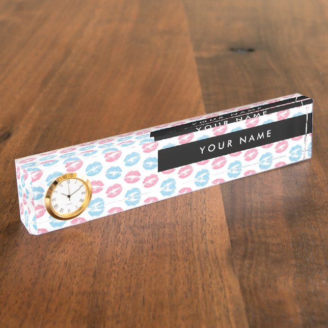 Porte-nom Pour Bureau Lèvres Roses, Lèvres Bleues, Baiser, Votre Nom, Pe (Taille)