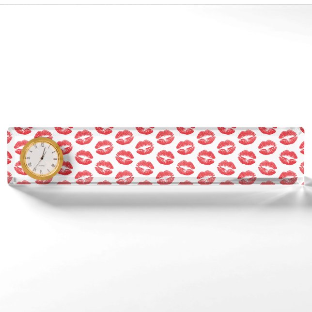 Porte-nom Pour Bureau Lèvres Rouges, Motif De Lèvres, Rouge à Lèvres, Ba (Devant)