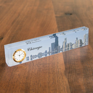 Porte-nom Pour Bureau L'horizon de Chicago