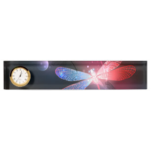 Porte-nom Pour Bureau libellule rouge brillante