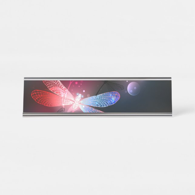 Porte-nom Pour Bureau Libellule rouge lumineuse (Devant)