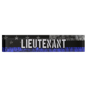 Porte-nom Pour Bureau Lieutenant Thin Blue Line Drapeau désorganisé