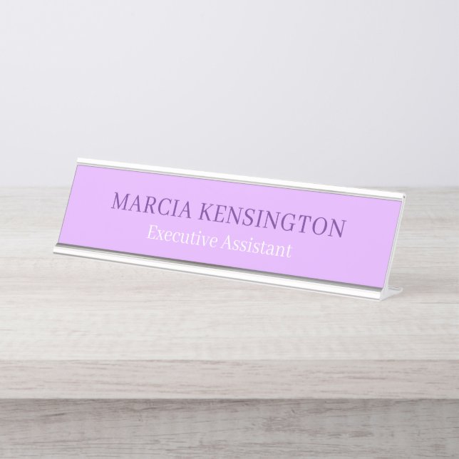 Porte-nom Pour Bureau Light Lavender Lilac Modern Professional (Devant)