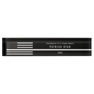 Porte-nom Pour Bureau Ligne blanche mince monogramme de SME de drapeau