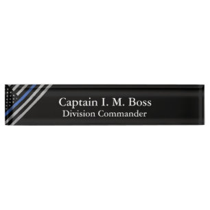 Porte-nom Pour Bureau Ligne Bleue Mince - Drapeau Taté