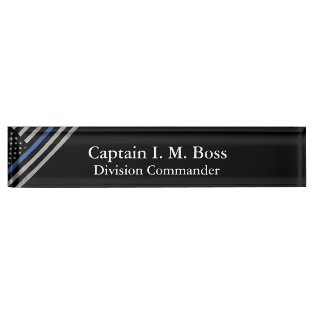 Porte-nom Pour Bureau Ligne Bleue Mince - Drapeau Taté (Devant)