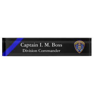 Porte-nom Pour Bureau Ligne Bleue Mince - Office Patch Desk Name Plate