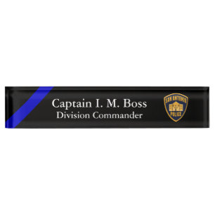 Porte-nom Pour Bureau Ligne Bleue Mince - Office Patch Desk Name Plate