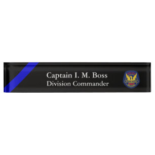 Porte-nom Pour Bureau Ligne Bleue Mince - Phoenix PD Patch Desk Nom Plaq