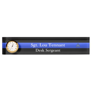 Porte-nom Pour Bureau Ligne Bleue Mince - Plaque signalétique du grade d