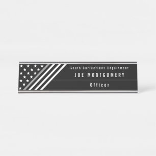Porte-nom Pour Bureau Ligne Gris mince Étoiles correctionnelles Étoiles 