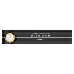 Porte-nom Pour Bureau Ligne mince en gris Horloge de l'agent correctionn