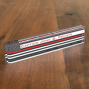 Porte-nom Pour Bureau Ligne rouge mince drapeau américain