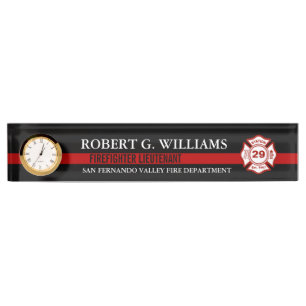 Porte-nom Pour Bureau Ligne rouge mince nom et nombre de station