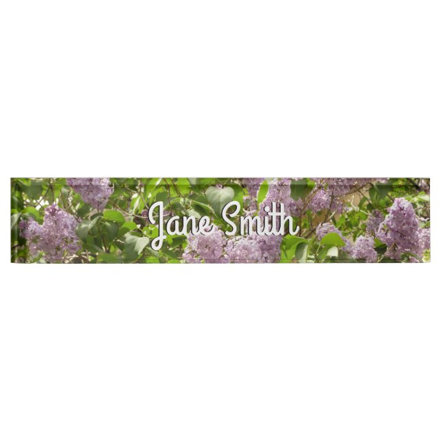 Porte-nom Pour Bureau Lilac Bush Belles fleurs de printemps violettes (Devant)
