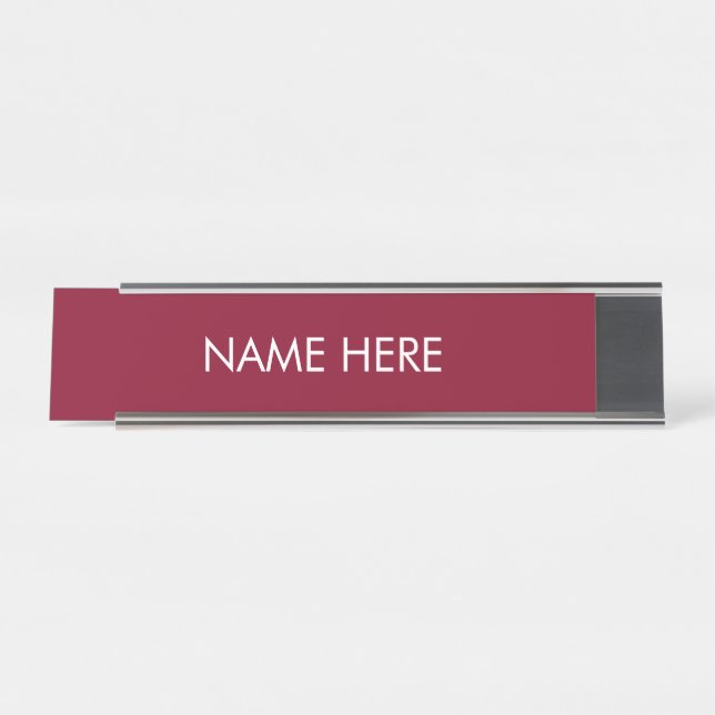Porte-nom Pour Bureau Limite bordeaux blanc nom personnalisé texte simpl (Devant)