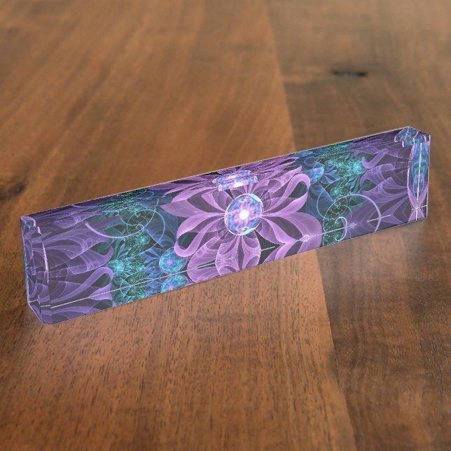 Porte-nom Pour Bureau Lis incrusté de bijoux de papillon de la turquoise (Taille)