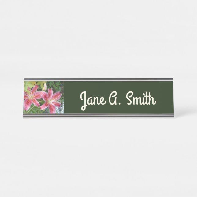Porte-nom Pour Bureau Lis Stargazer Jardin Floral (Devant)