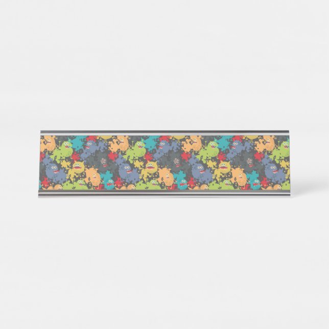 Porte-nom Pour Bureau Little cute funny monsters (Devant)