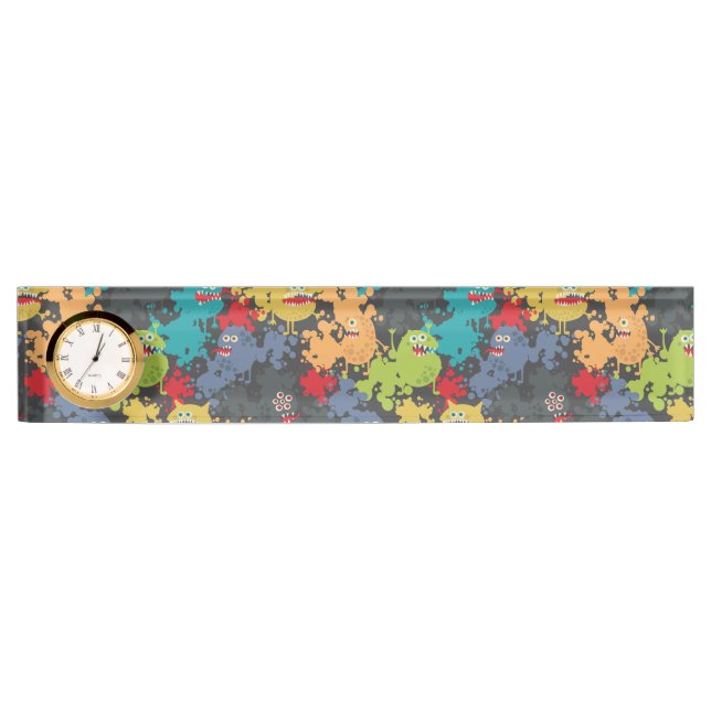 Porte-nom Pour Bureau Little cute funny monsters (Devant)