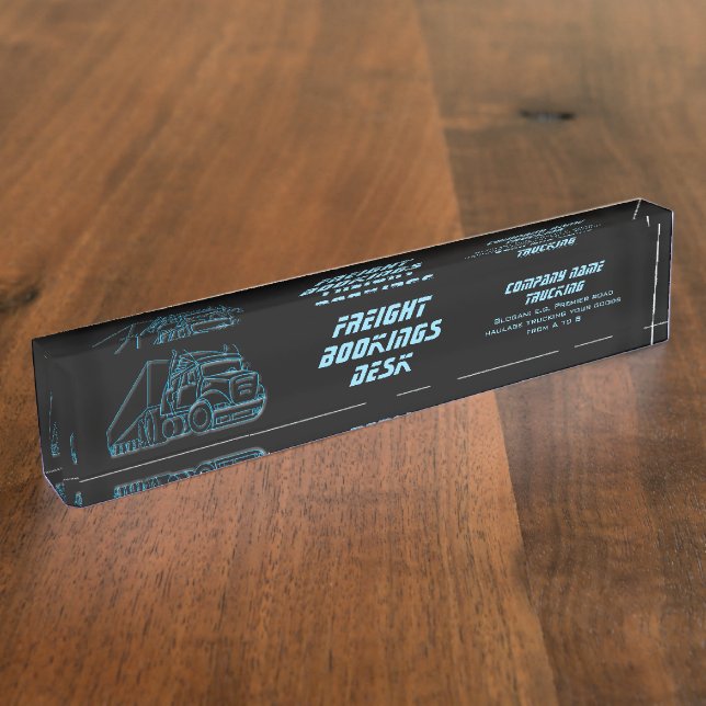 Porte-nom Pour Bureau Logo bleu de la route Haulage Semi-camion (Taille)