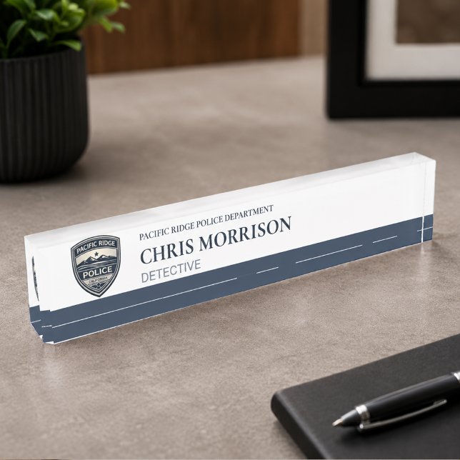 Porte-nom Pour Bureau Logo d'agent de police  (Créateur téléchargé)