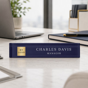 Porte-nom Pour Bureau Logo de bureau bleu marine