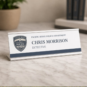 Porte-nom Pour Bureau Logo de détective de police 