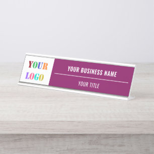 Porte-nom Pour Bureau Logo de l'entreprise personnalisée Texte Bureau d'