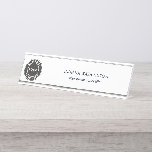 Porte-nom Pour Bureau Logo de société moderne professionnel (Devant)