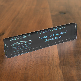 Porte-nom Pour Bureau Logo de voiture de luxe - Ice Blue Sports Car sur