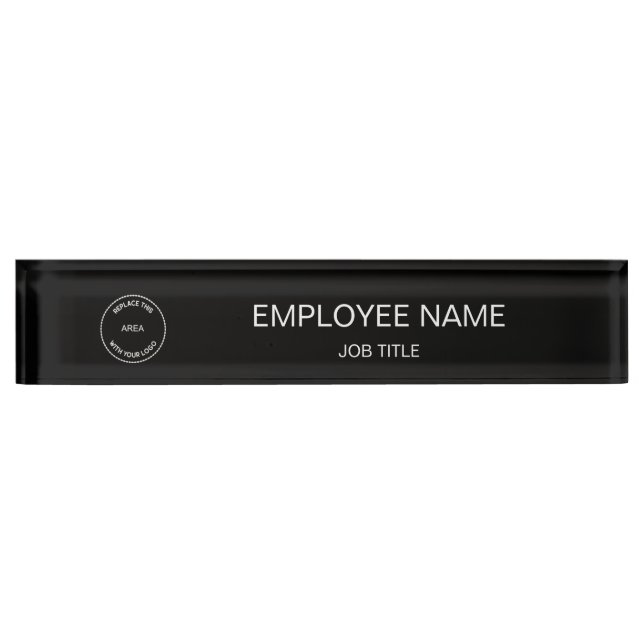 Porte-nom Pour Bureau Logo de votre entreprise Nom de l'employé Titre du (Devant)