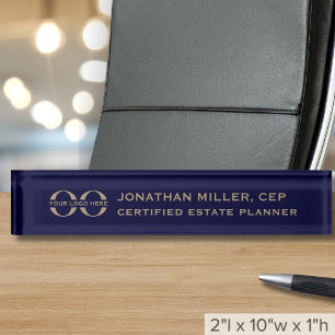 Porte-nom Pour Bureau Logo d'entreprise Marine Blue