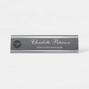 Porte-nom Pour Bureau Logo d'entreprise moderne Black Metal Executive