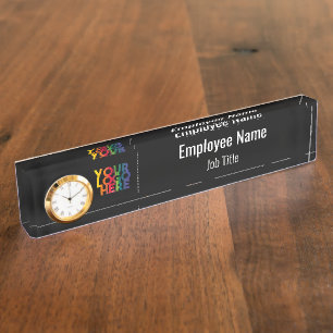 Porte-nom Pour Bureau Logo d'entreprise simple en noir