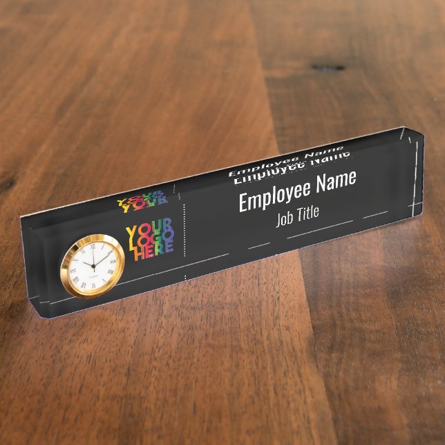 Porte-nom Pour Bureau Logo d'entreprise simple en noir (Taille)