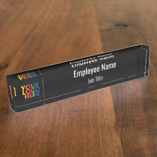 Porte-nom Pour Bureau Logo d'entreprise simple en noir