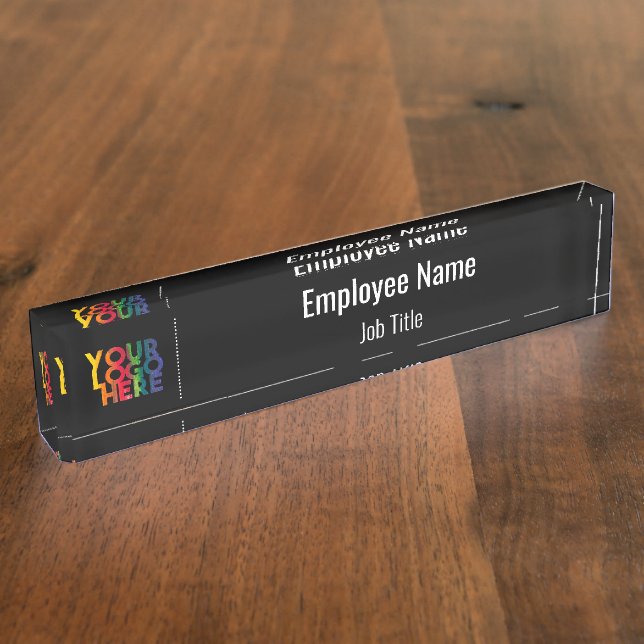 Porte-nom Pour Bureau Logo d'entreprise simple en noir (Taille)