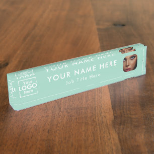 Porte-nom Pour Bureau Logo d'entreprise vert moderne et professionnel ph