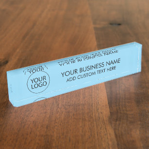 Porte-nom Pour Bureau Logo et texte d'entreprise professionnelle bleu