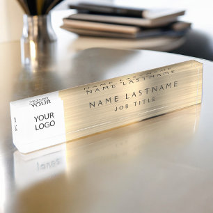 Porte-nom Pour Bureau Logo Executive Gold Professional personnalisé
