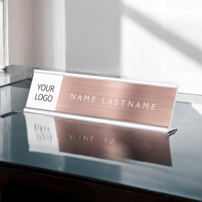 Porte-nom Pour Bureau Logo Executive Rose Gold Professional (Créateur téléchargé)