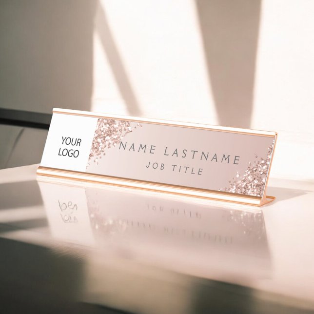 Porte-nom Pour Bureau Logo Executive Rose Gold Professional (Créateur téléchargé)
