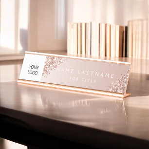 Porte-nom Pour Bureau Logo Executive Rose Gold Professional