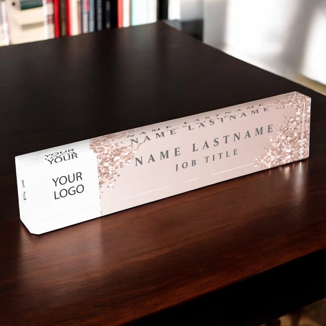 Porte-nom Pour Bureau Logo Executive Rose Gold Professional (Créateur téléchargé)