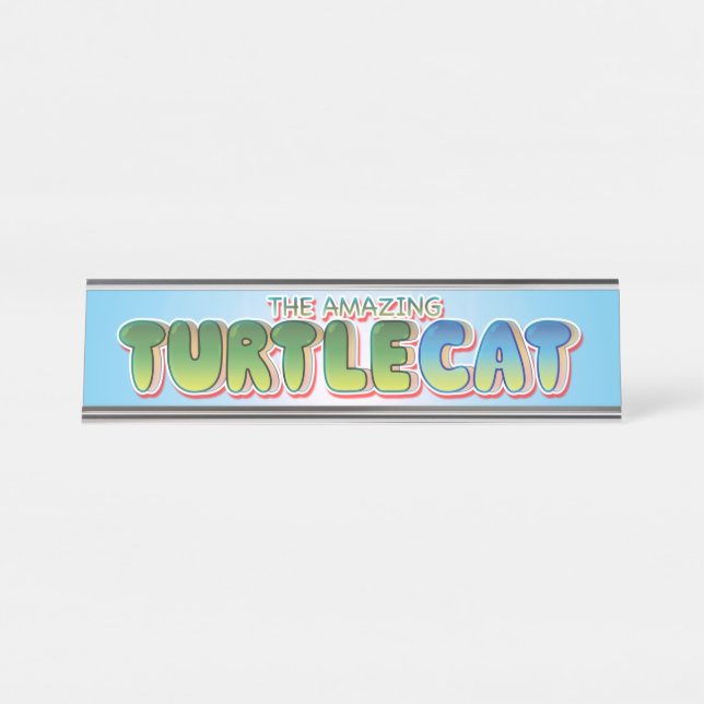 Porte-nom Pour Bureau Logo Extraordinaire Turtlecat (Devant)