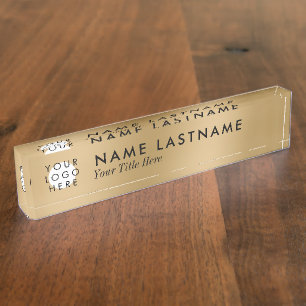 Porte-nom Pour Bureau Logo Faux Gold Minimaliste Simple Moderne