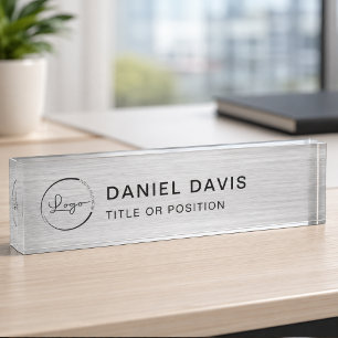 Porte-nom Pour Bureau Logo métallique de l'entreprise