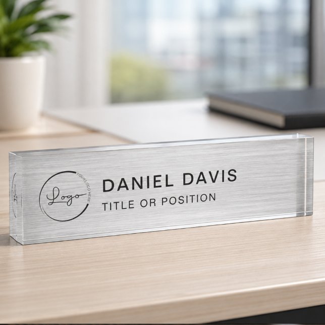 Porte-nom Pour Bureau Logo métallique de l'entreprise  (Créateur téléchargé)